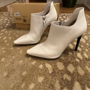 Michael Kors Corrine Optic white bootie with black heel .